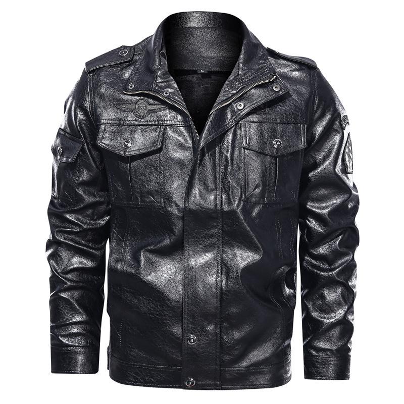 Chaqueta de cuero de otoño e invierno para hombre, chaqueta de cuero de motocicleta de lana, jersey de béisbol juvenil de moda, chaqueta de cuero bordada