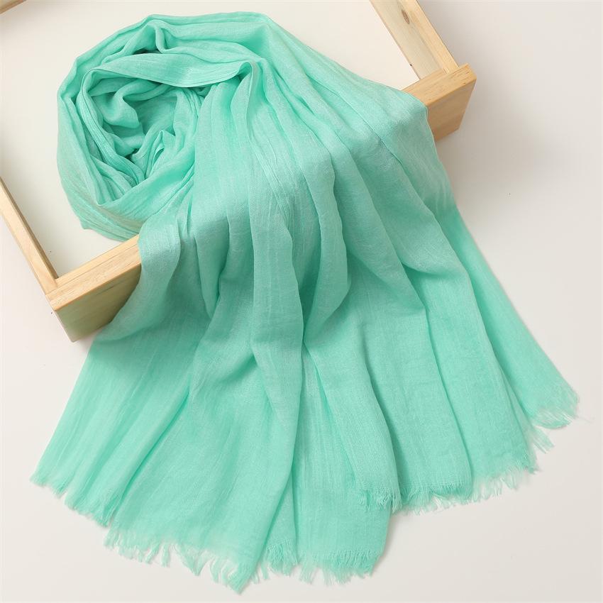 Foreign Trade Silk Scarf Cotton And Linen Headscarf Women'S Spring And Summer Solid Color Japanese And Korean Scarf Sun Protection Warm Shawl Hair