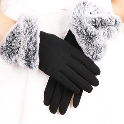 Fashion Women Bowknot Touch Screen Gloves Winter Warm Gloves