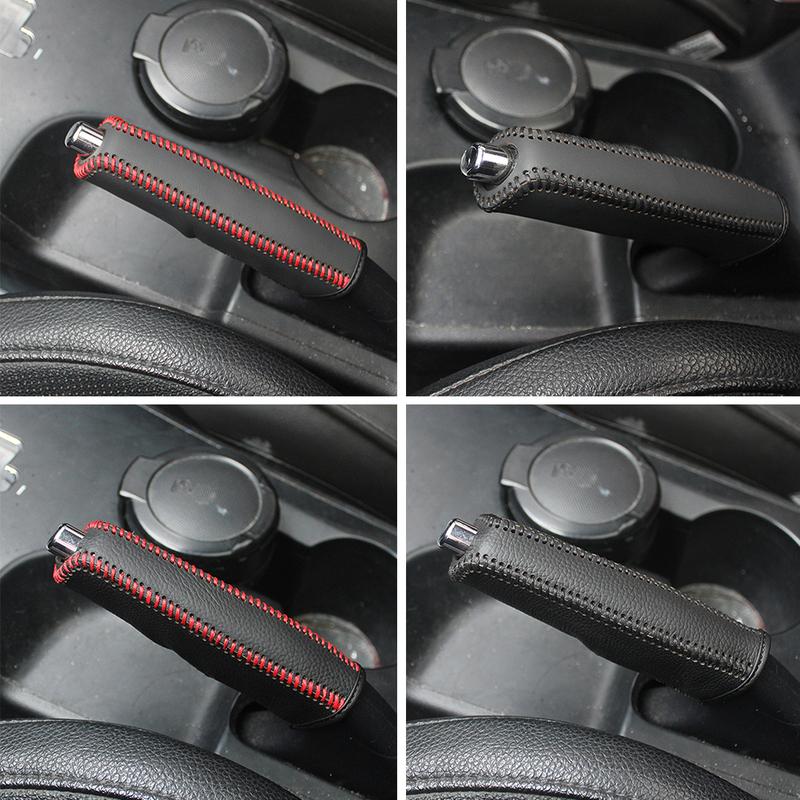 PU Leather Car Gears Handbrake Cover Shift Lever Cover Collars Handbrake Cover Hand Brake Cover Anti-Skid Auto Parking Brake