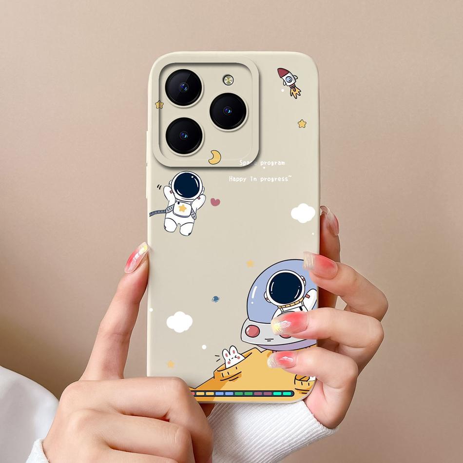 Süßigkeiten-Hülle Für Realme C61 C63 Lustige Astronauten-Flüssigsilikon-Handyhüllen Für Oppo Realme C 63 C 61 Kameraschutz-Rückseite