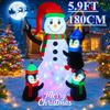 5.9FT Xmas Holiday Inflatable Yard Decor LED Snowman Penguin Set Christma Home Decoration Ornament Toy Gift Xmas Supplies Decor