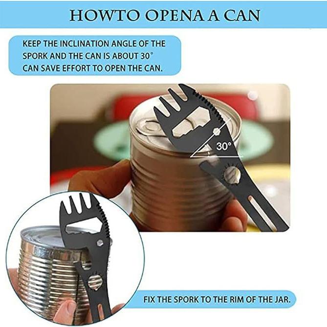1Pc 10-in-1 Multifunctional Outdoor Camping Survival Fork Spoon Kitchen Multifunctional Wrench Bottle Opener Spoon