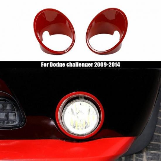 Front Fog Light Lamp Cover Trim For Dodge Challenger 2009-14 Red ABS Accessories