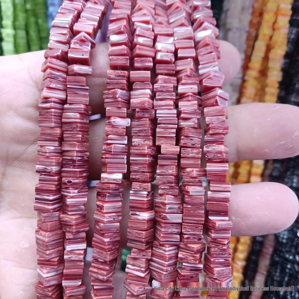 Nepal Kolorowe Kwadratowe Szklane Koraliki 6x3mm do Biżuterii DIY