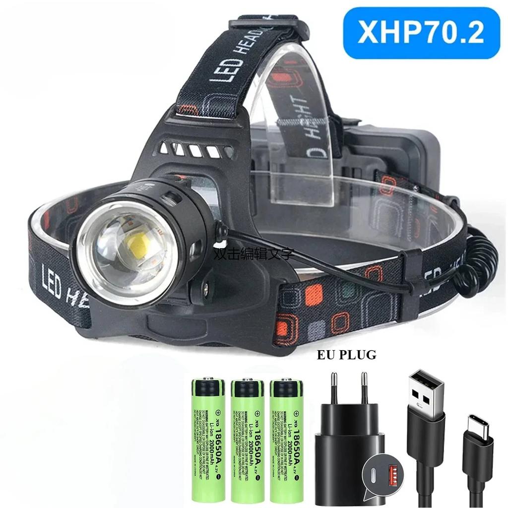 Rechargeable XHP70.2/XHP50 LED Headlamp Waterproof Head Light Fishing Searching Camping Headtorch Zoom Lantern Use 18650 Battery