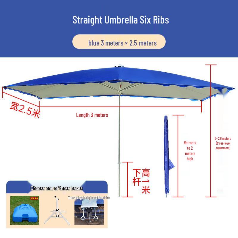 Large Rectangular Folding Patio Umbrella with Canopy Sun Protection