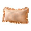 Copricuscino Decorativo a Volant per Divano Letto Quadrato, Federa a Quadri in Cotone con Bordo Arricciato, Cuscini Monocolore 18x18 Pollici 20x12 Copertura Decorativa per
