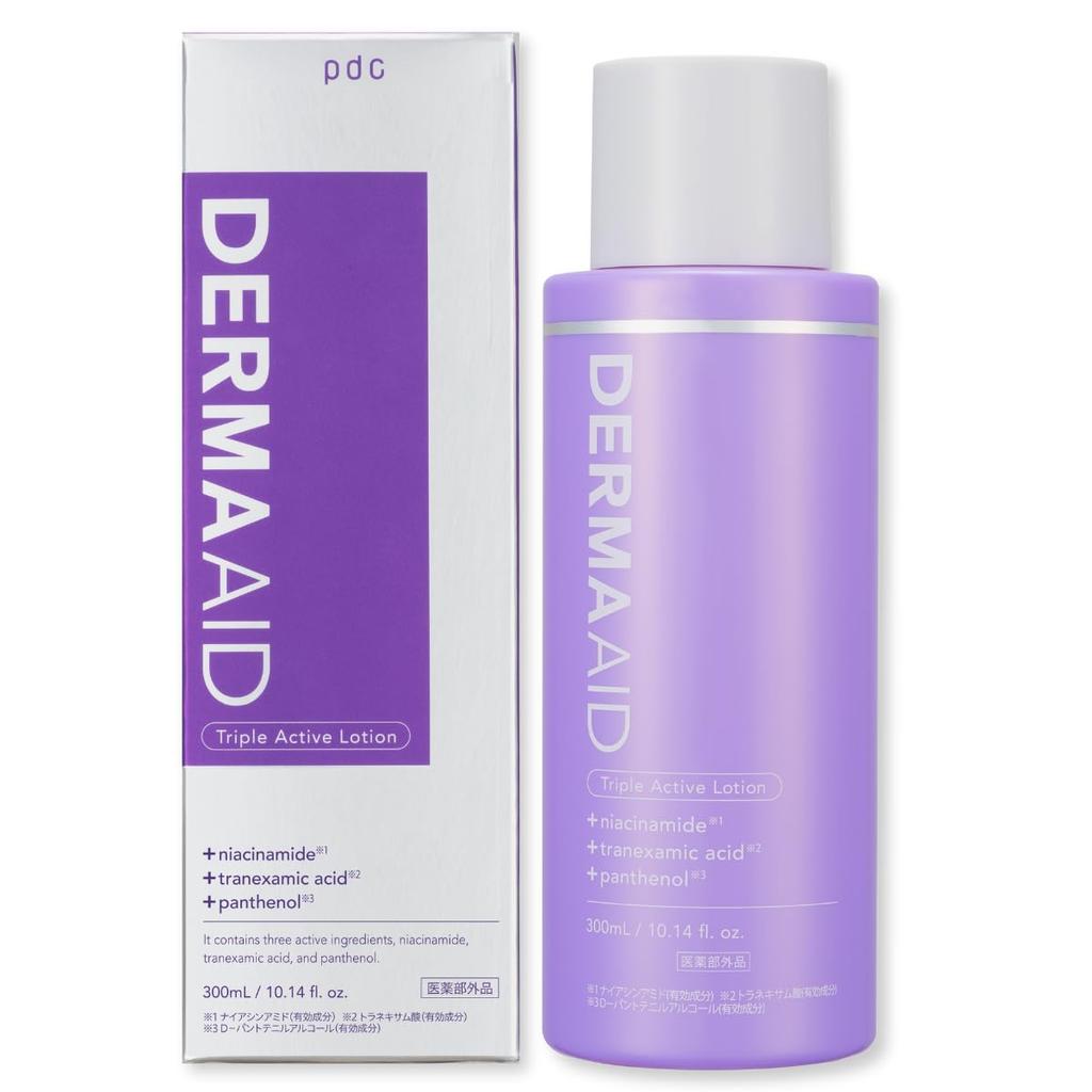 DermaAid Triple Active Artificial Large Tranexamic Skin Care Lotion, Fragrance-Free, 300mL, Quasi-drug, Capacity, Whitening, Anti-Blemish,