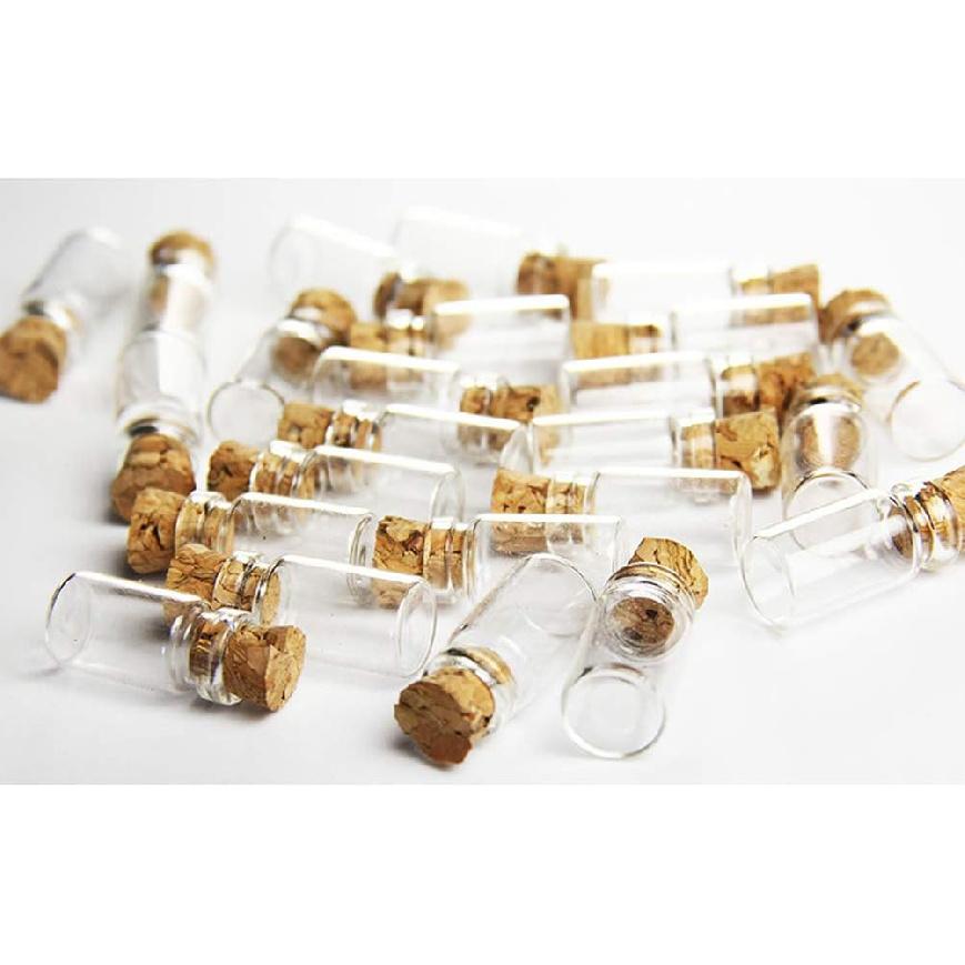 lasenersm 10Pcs/1ML Empty Sample Glass Bottles Jars Vials Case Container with Cork Stoppers for Message Weddings Jewelry Party Favors,Transparent