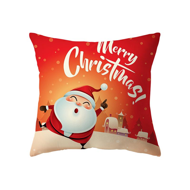 Merry Christmas Santa Claus Print Pattern Cushion Cover Home Living Room Sofa Decoration Square Polyester Pillow Pillow Cover