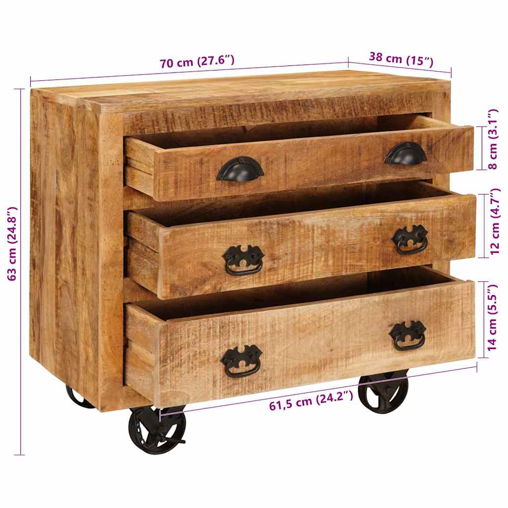 Sideboard Brown 70 X 38 X 63 Cm Solid Mango Wood