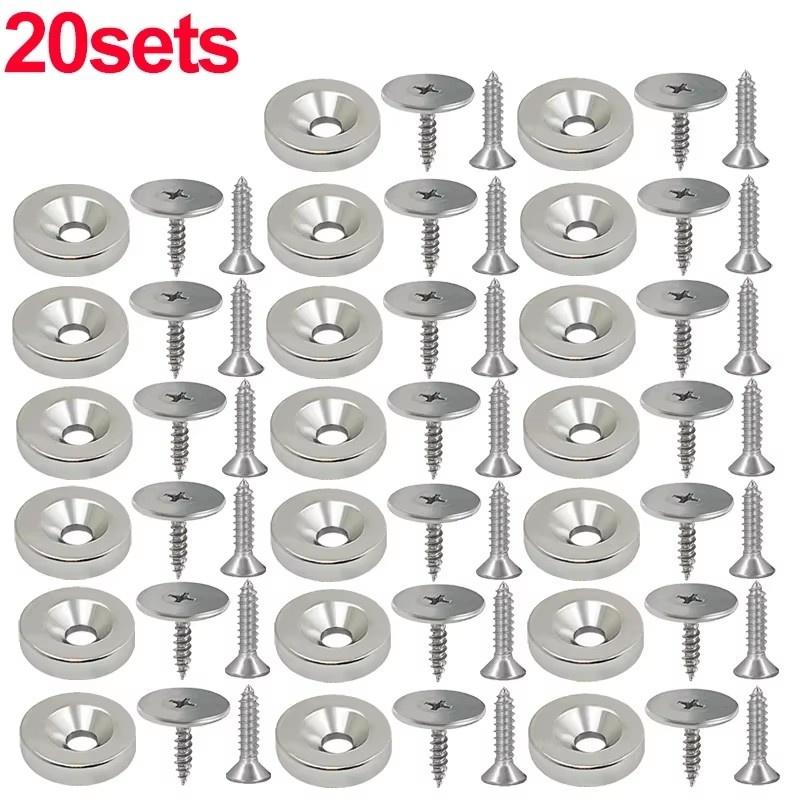 Skåpdörrmagnetfästen Runda Metallmagnetiska för Garderob Dolda Stängande Magnetiska Dörrfångare Stängare för Möbelbeslag