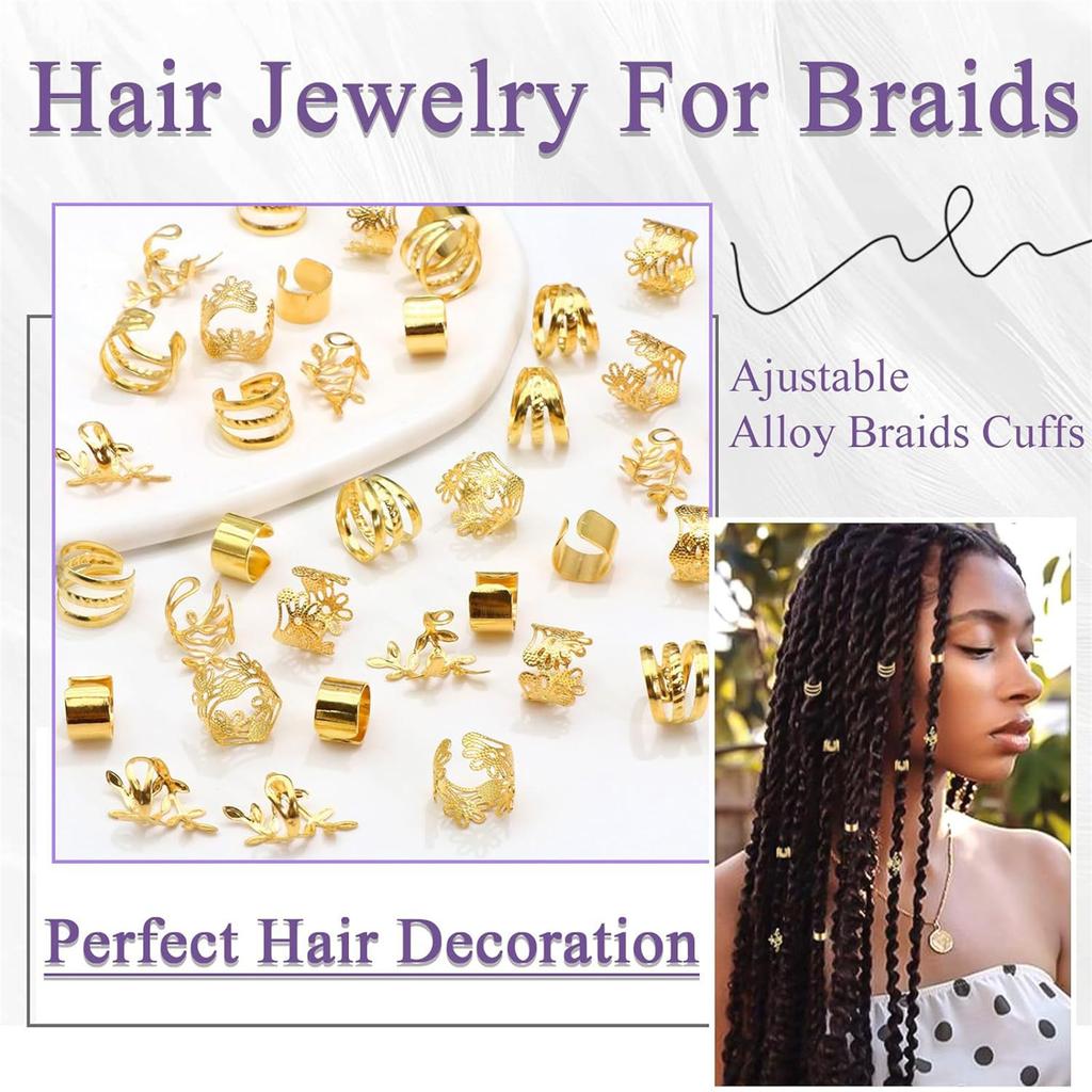 Golden Dreadlock Bead Hair Beads Loose Coil Hair Jewelry For Halloween Braid Clip Hair Rings Hair Clip Braid Rings