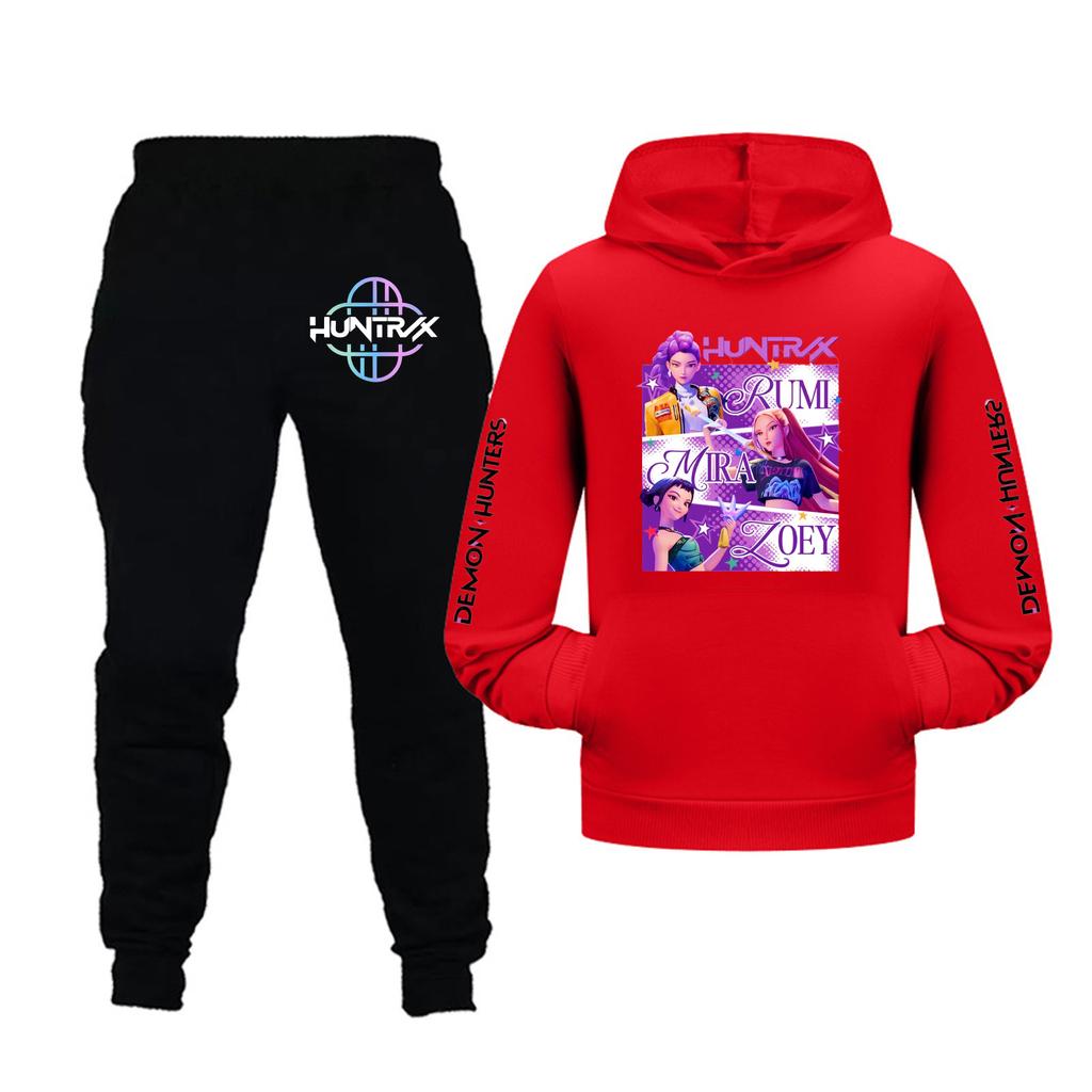 Barn Flickor Långärmad Huvtröja och Byxor Set För Småbarn och Stora Barn 2 Delar Outfits