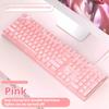 EWEADN GX320Z Rosa Leise Büro-Tastatur, USB-kabelgebundenes leises Tippen für Windows PC/Laptop, Büro & Gaming, Ergonomisch, Komfortabel