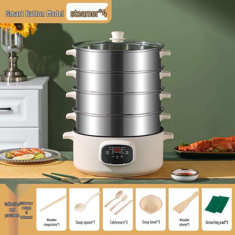 Cuiseur vapeur électrique intelligent multi-niveaux: Grande Capacité, Trois Couches, pour un Usage Domestique Multifonctionnel