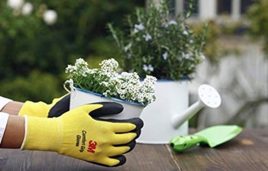 3M Nitrilschaumbeschichtete Arbeits-3D-Komfort-Stretch-Smart-Handschuhe, Passform, Touch, Waschbar, Dünn, 10er-Pack (Klein, Gelb)