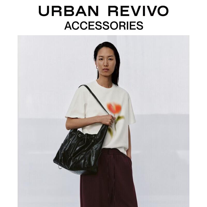 URBAN REVIVO 2026 Summer Trendy Drawstring PU Shoulder Crossbody Bag One Size