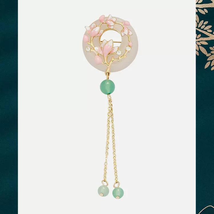

Брошь-кисточка с цветком магнолии в древнем китайском стиле, Высококлассная женская брошь-подвеска «Мир» с элегантностью