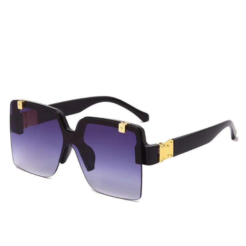 Unique Half Frame Flap Square Sunglasses For Women New Luxury Gradient Sun Glasses Men Oversized Hip Hop Uv400 Eyewear