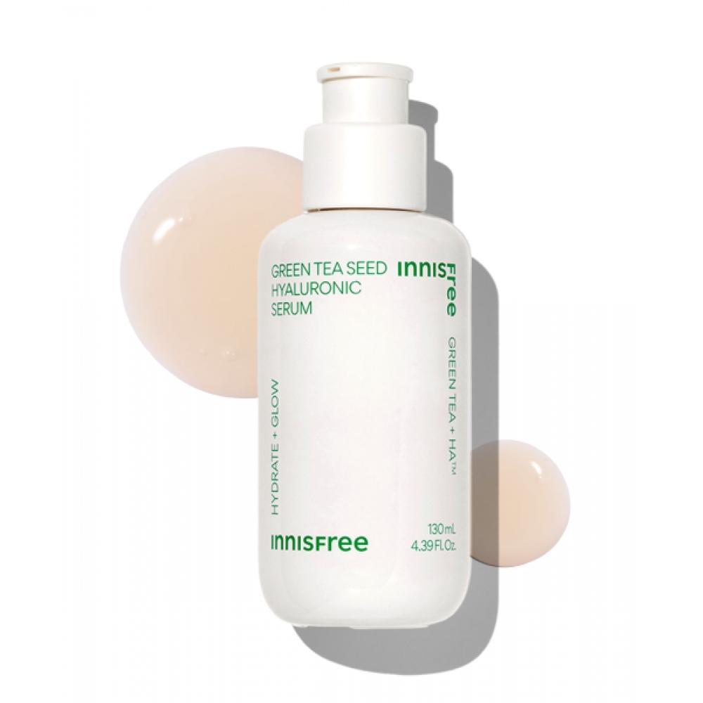 Innisfree [large Volume] [free Gift] Green Tea Seed Hyaluronic Acid Serum 130ml 2pcs + Green Tea Hyaluronic Acid Seed Serum 15ml 8 Packs FREE