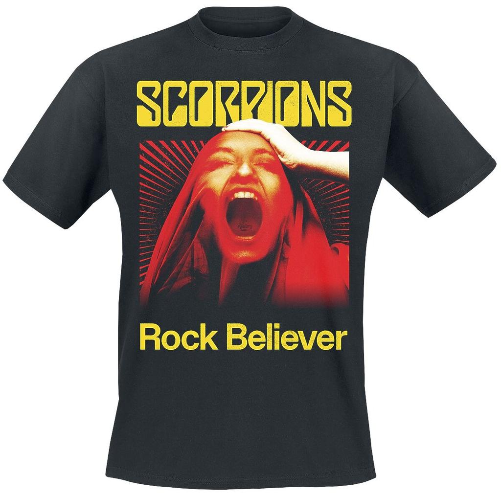 Scorpions Rock Believer Ritratto Urlante Maglietta 100% Cotone Unisex Hard Rock Streetwear Grafica per Fan