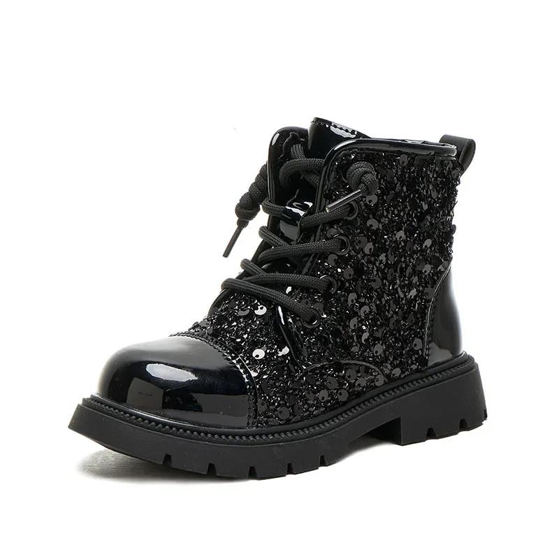 

Children Short Boots for Girls Autumn Winter Korean Style Soft Bottom Comfortable Casual Versatile Leather Shoe 26 чёрный