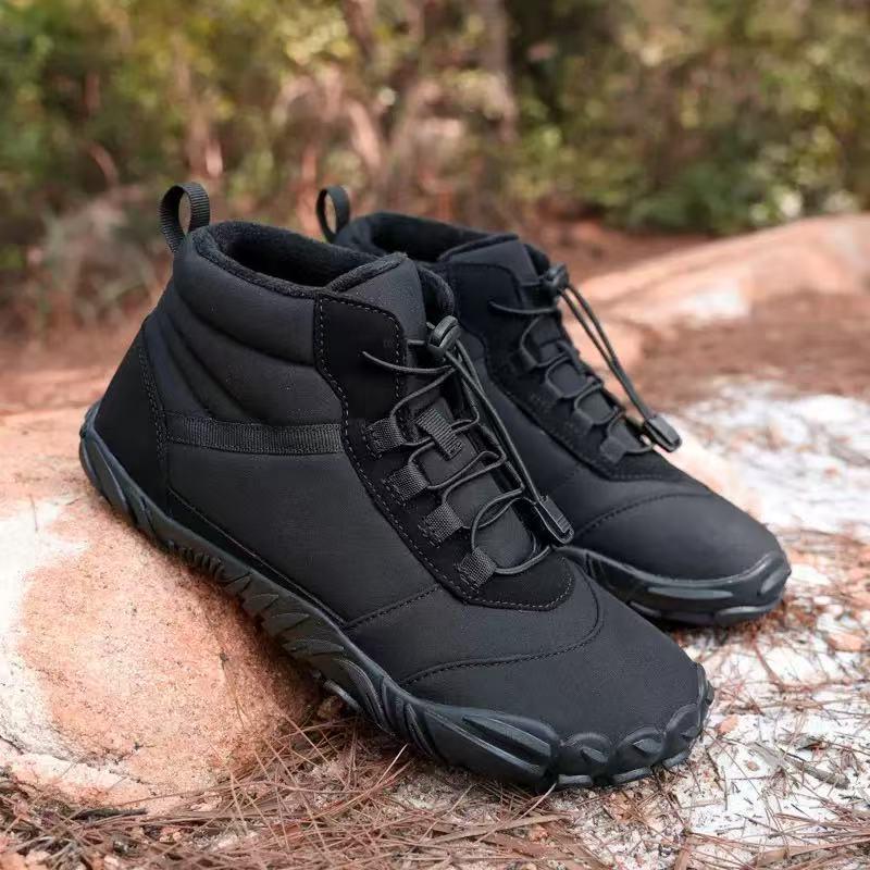Comfortable Non-Slip Waterproof Winter Snow Boots with Velvet Lining - Wear-Resistant, Warm, Casual Cotton Five-Finger Design for the Outdoors