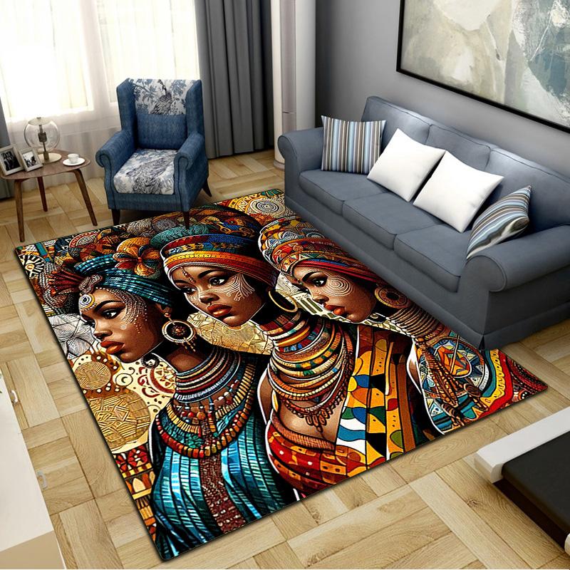 African Women Carpet Rug for Living Room Bedroom Home Sofa Decoration,Kids play Non-slip Floor Mat