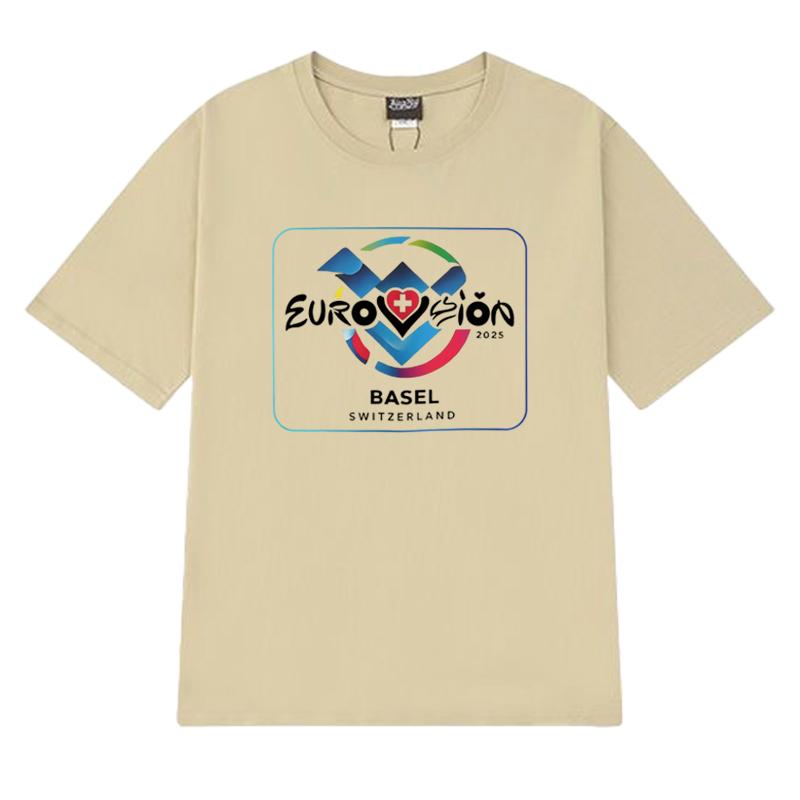 Eurovision Song 2025 Basel Switzerland short sleeve Tshirts Unisex Women Fashion Oversized clothing Unisex 100 Cotton T shirt Top