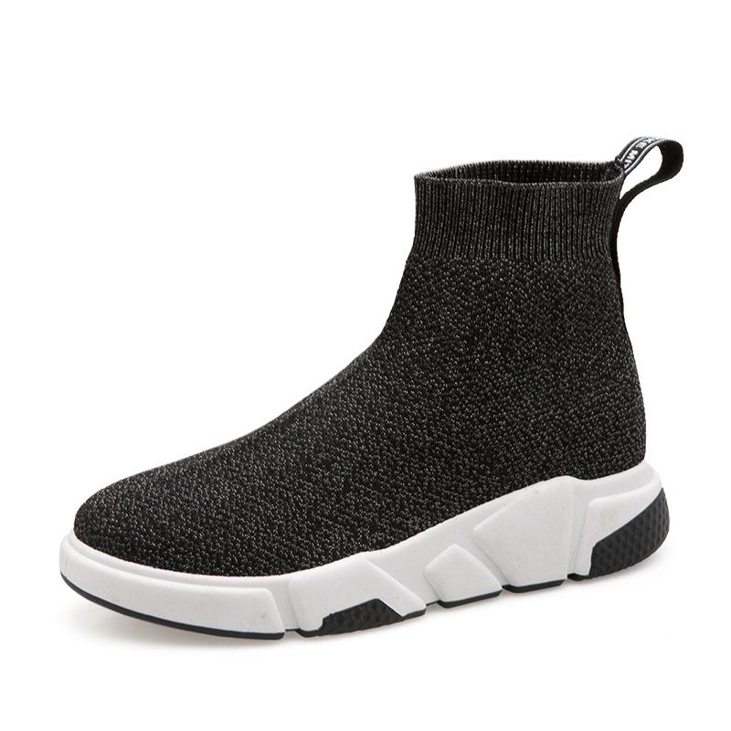 Stripete høy topp sokkesko dame plattform myke elastiske slip-on sokkesneakers dame tykk bunn dempesko kvinne 40