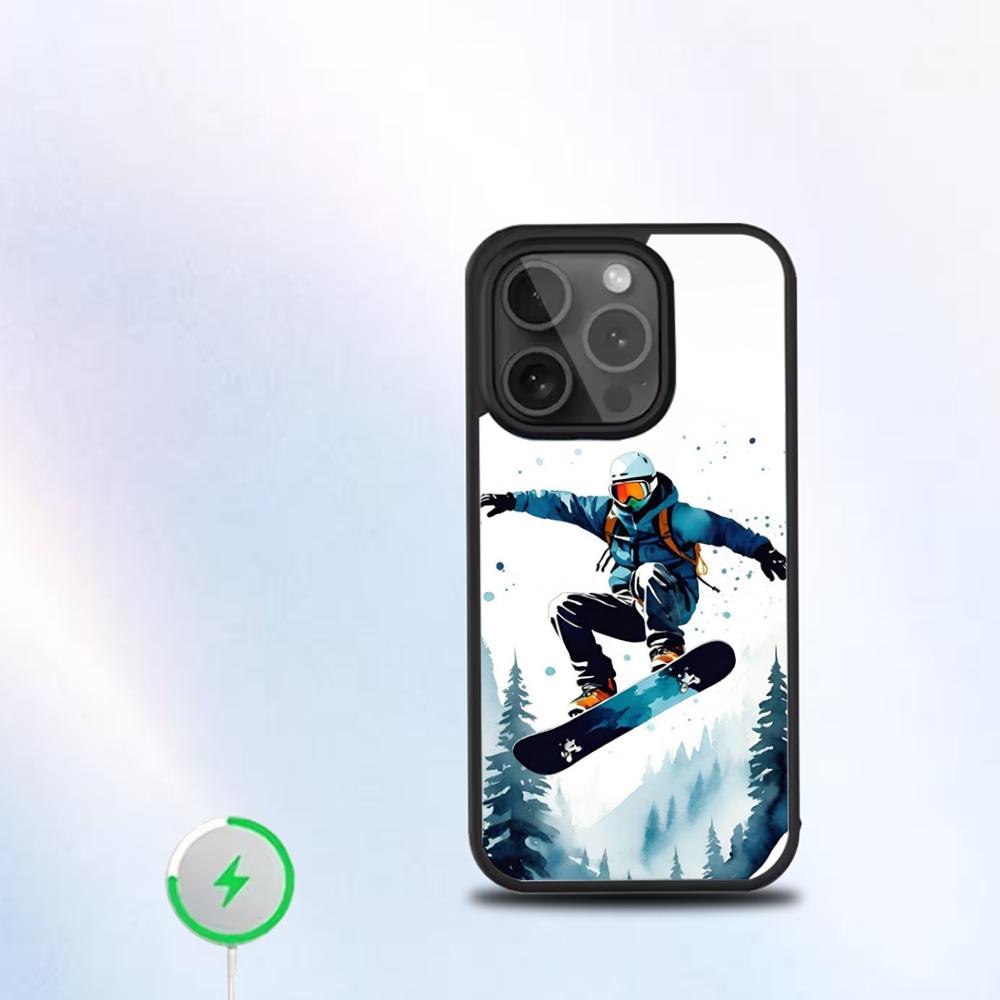 

Skiing Snow Snowboard Ski Phone Case For IPhone 16 15 14 13 12 11 Pro Mini Max Soft Magnetic Cover iPhone11