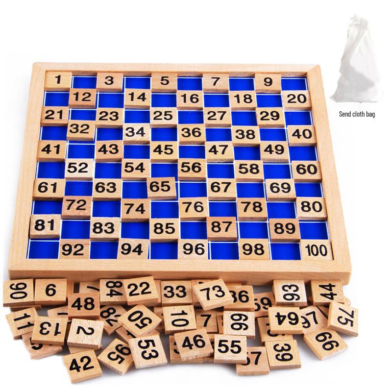 Montessori Math Teaching Board for First Graders - Beech Wood 1-100 Continuous Number Board