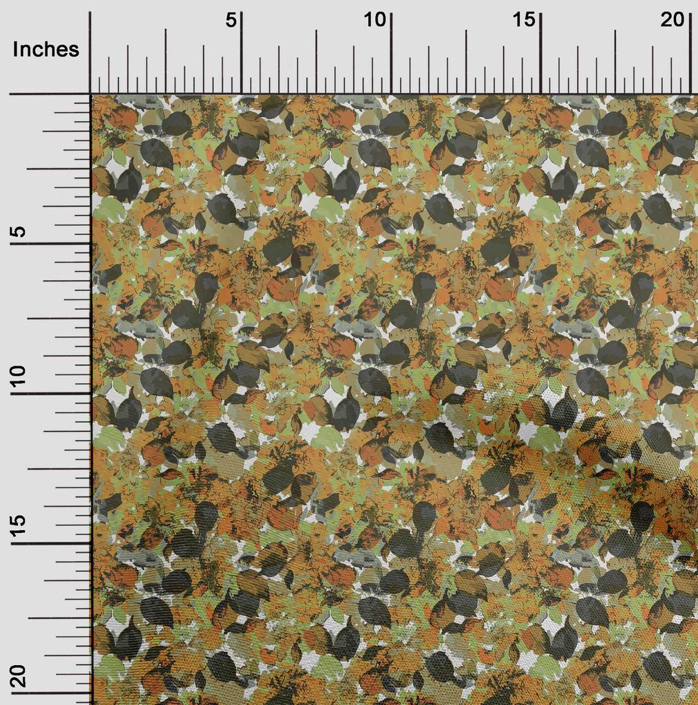 oneOone Cotton Poplin Dark Mustard Fabric Abstract Floral Quilting Supplies Print Sewing Fabric By The Yard 42 Inch