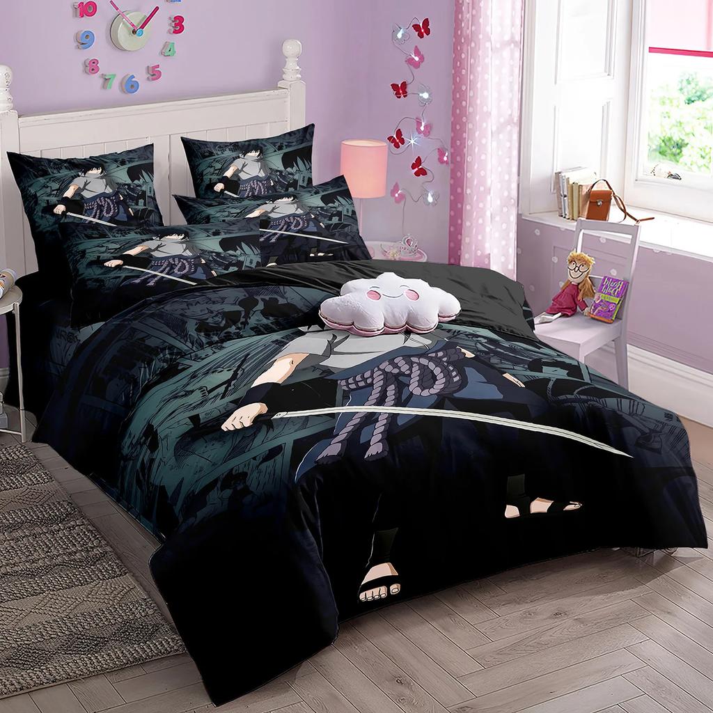 S High Quality Comfortable Quilt Cover Set Ninja Uzumaki Uchiha Beding Set Anime N-Naruto Soft Duvet Cover Plus Pilowcase For Young Boys Gift
