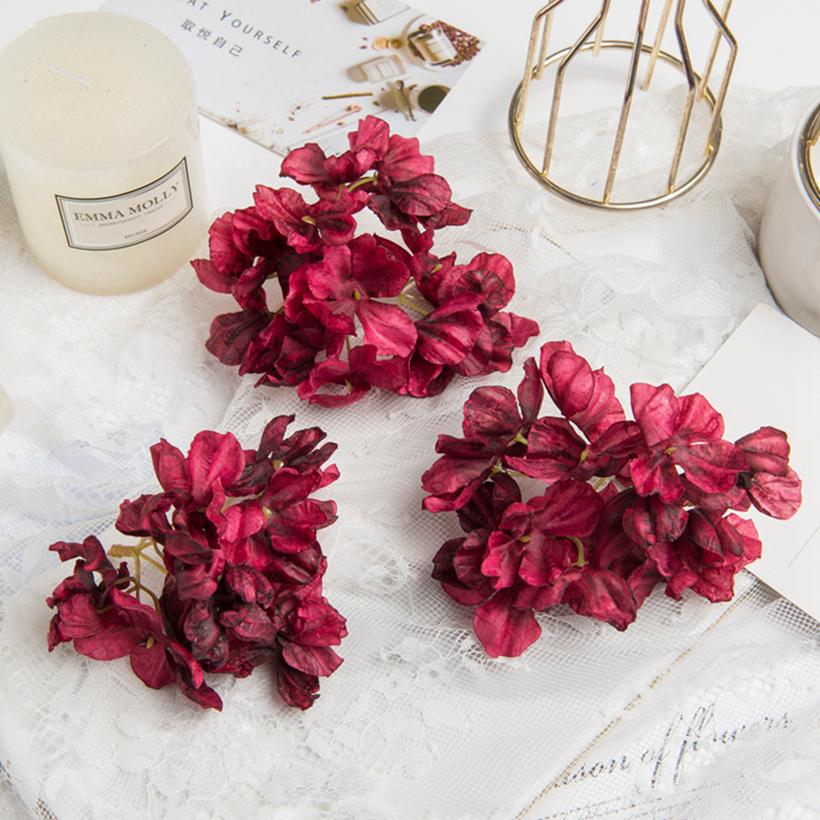50Pcs Artificial Flower Silk Hydrangea Wedding bridal bouquet Festival Christmas Wreath Home Garden Diy gift Decoration Hot sale