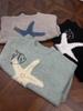 Unisex Korean Lazy Star Embroidered Round Neck Sweater - Casual Autumn/Winter Knit Top
