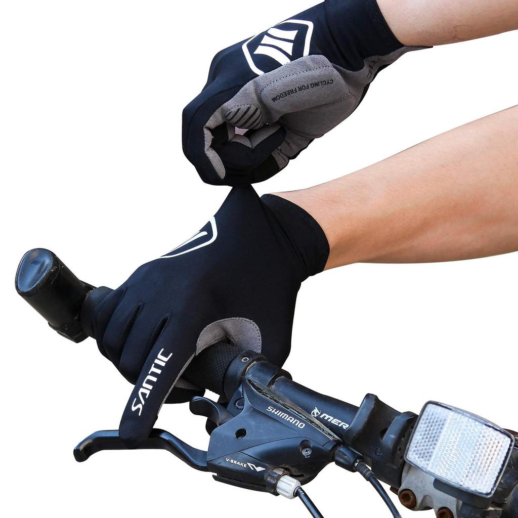 Santic Cycling Smartphone 4 Black XL Gloves, Moisture-Wicking, Compatible, Shock-Absorbing Pads, Abrasion-Resistant, Breathable, Colors, Unisex,