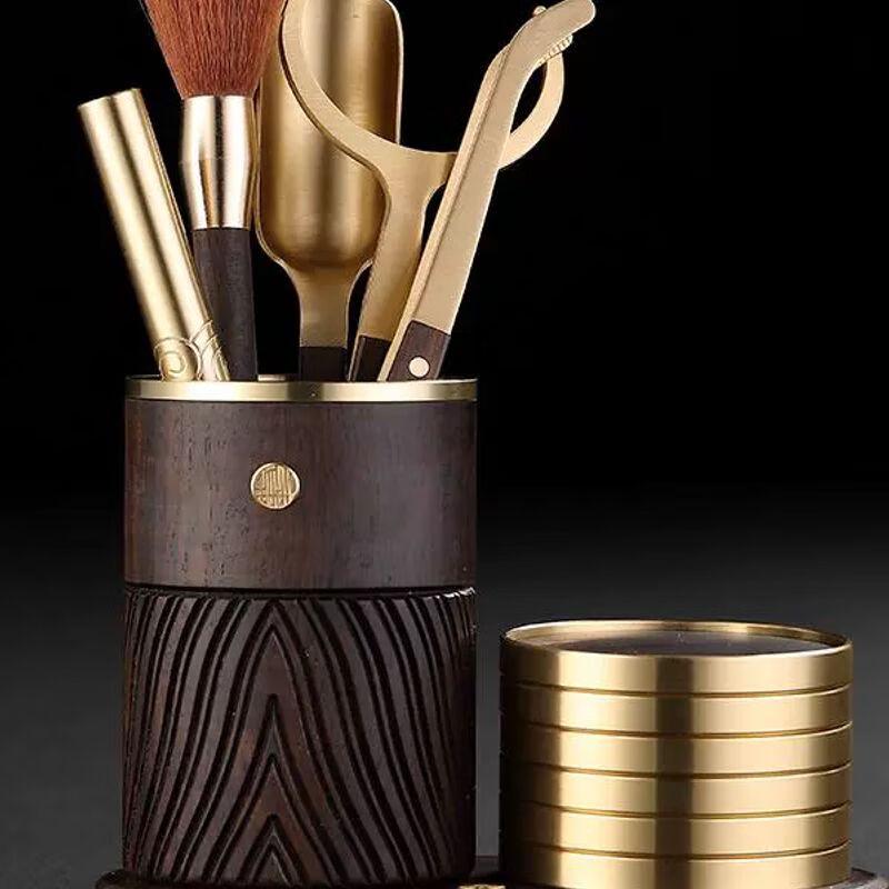 Ebony Solid Wood Six Gentlemen Tea Tool Set