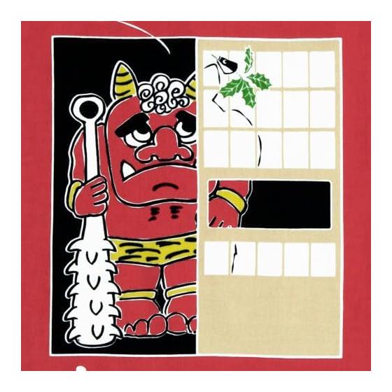 Somen Anbo Tenugui "Oni Wa Soto" Hand-dyed 100% Cotton Tokka Made In Japan 35cm X 100cm