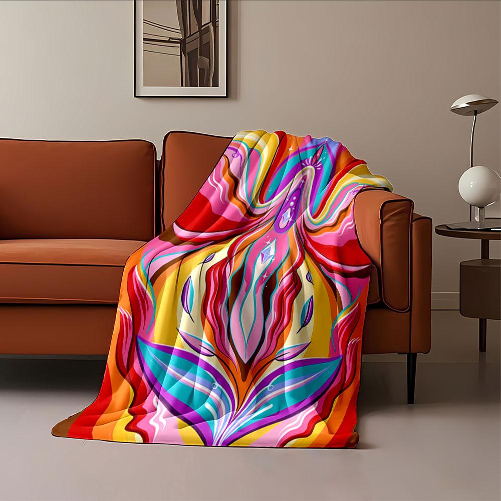Colorful Abstract Waves Blanket for all seasons blanket lunch break throw gift