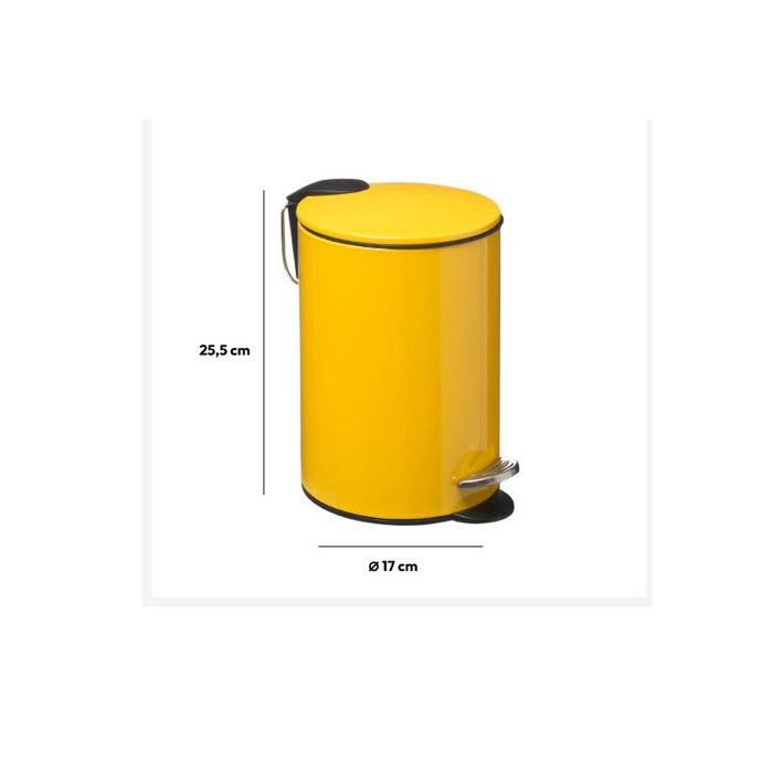 Poubelle métal à Pédale 3 litres Atmosphéra - Jaune