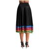 Womens Flamenco Dance Skirt Colorful Stripe Hem Elastic Waistband Folk Dancing Stage Performance Costume