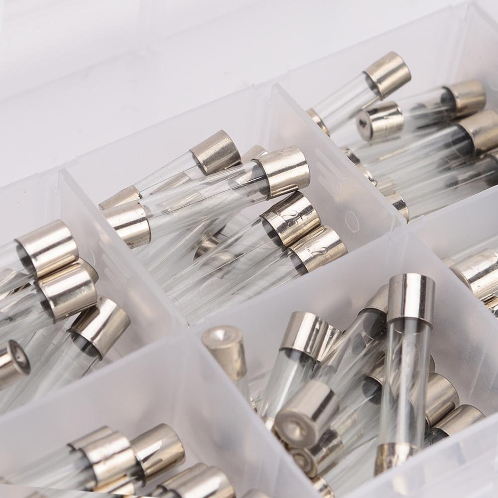 Total 100Pcs Fast-blow Car Glass Fuses Tube Assorted Kit 55Pcs 5x20mm 45Pcs 6*30mm Amp 0.2A 0.5A 1A 2A 3A 5A 10A 15A 20A 30A