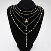 Boho Gold Color Multi-Layer Necklace Set for Women Fashion Zircon Bow Knot Water Drop Heart Pendant Necklaces Jewelry