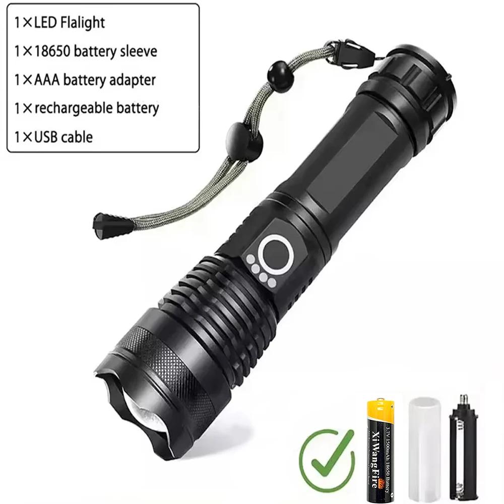 High Power LED Flashlight Rechargeable Tactical Flashlight Long-range Shooting Outdoor Waterproof Camping Night Fishing Light