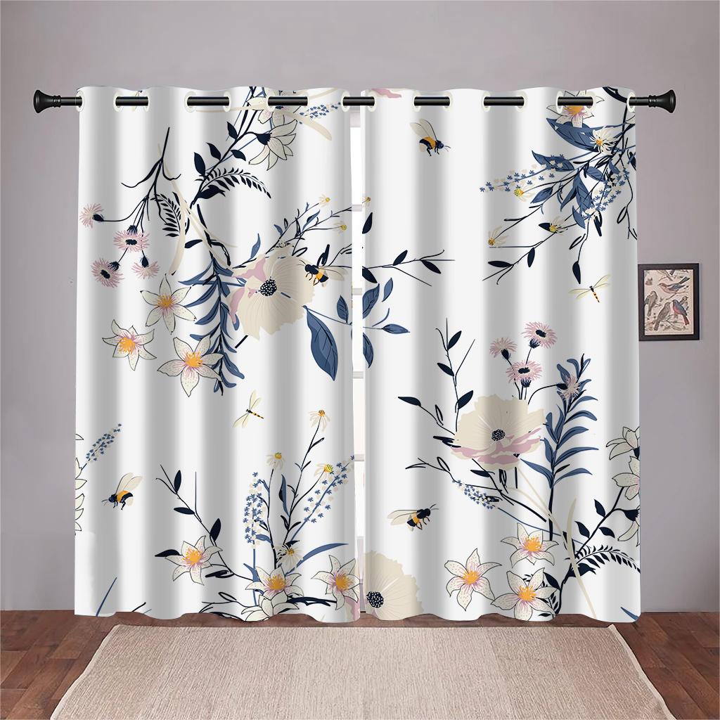 

Summer Safflower Green Leaf Curtains Modern Minimalist Home Decor Curtains 2 Panel Living Room Bedroom Kitchen Den Decor 50W130H(CM)X2PCS&Grommet Top