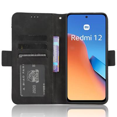 Für Xiaomi Redmi 12 4G/12 5G (Global)/Note 12R 5G/Poco M6 Pro 5G Mehrere Kartenfächer Klappständer Handyhülle PU-Leder Brieftaschen-Cover