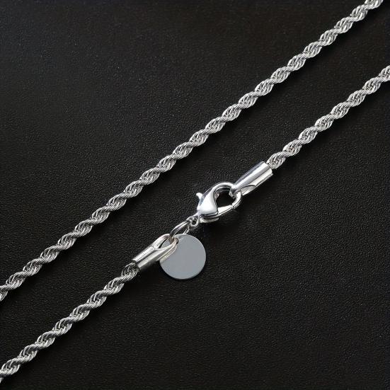 Twist Chain Necklace for Men Women Thin Metal Chain Choker Silver Shiny